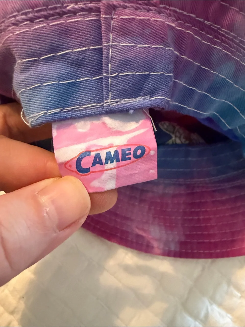 cameo Kids Tie-Dye Bucket Hat with Turtle Patch - Pink & Blue